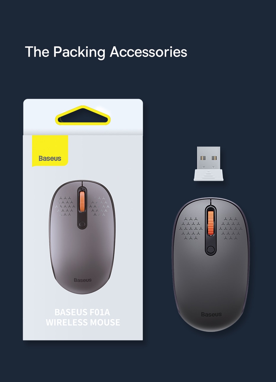 Baseus F01B Mouse Wireless Bluetooth 5.0 Mouse 1600 DPI Silent Click For MacBook Tablet Laptop PC Gaming Accessories