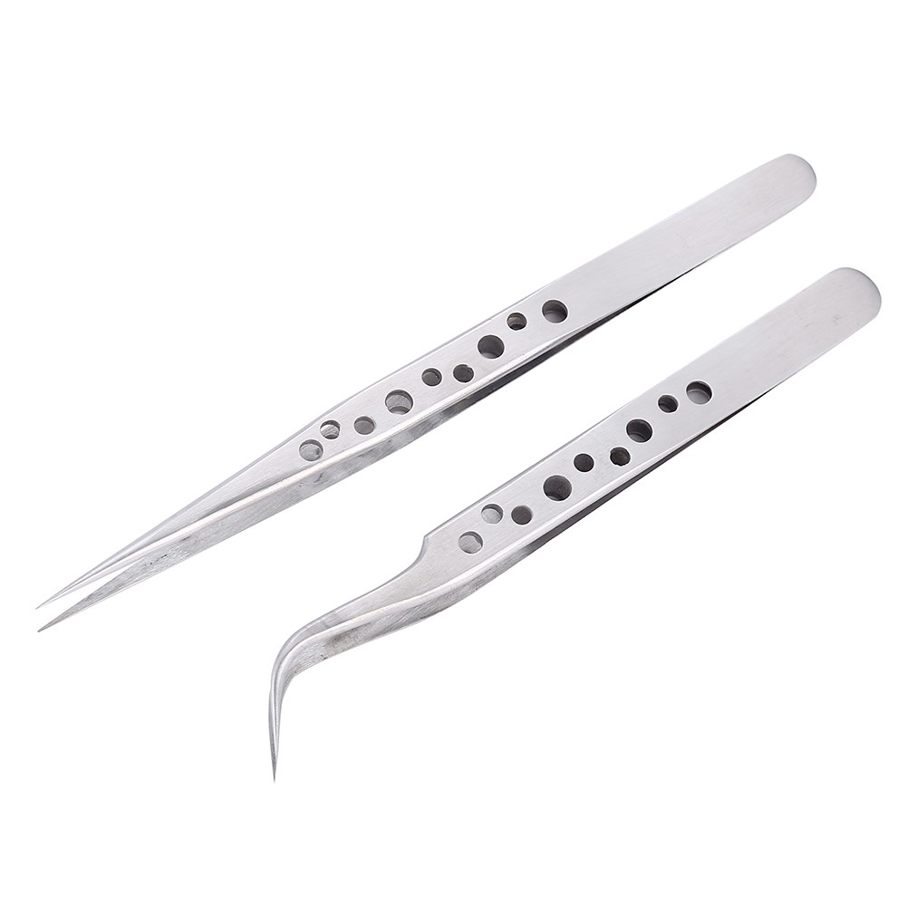 Precision Industrial Tweezers Anti-static Magnetic Stainless Steel Tweezers Set For Electronics Soldering Maintenance Hand Tools