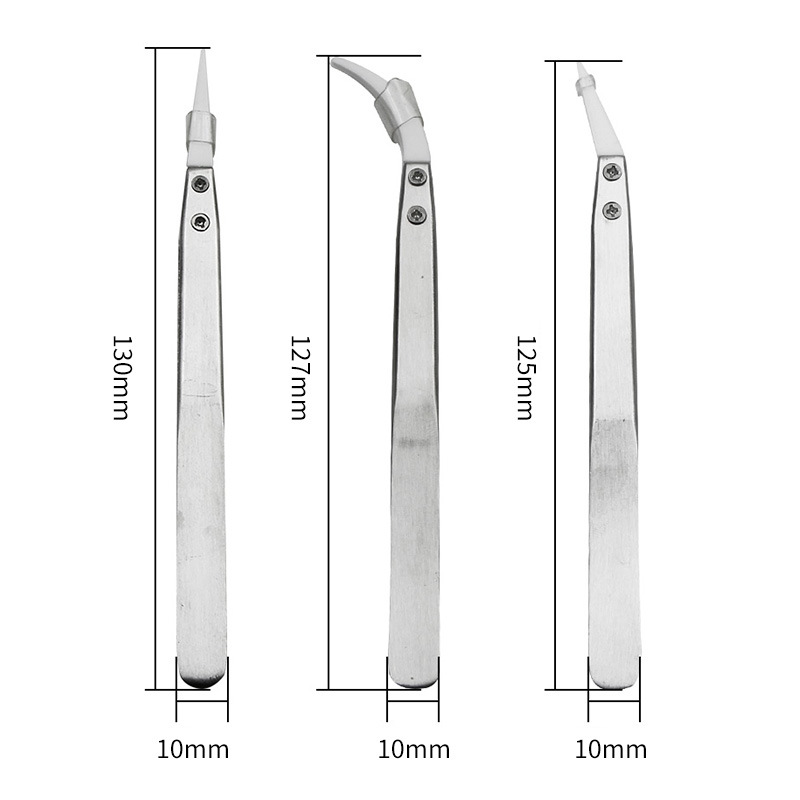 3 Pack Ceramic Straight Tip Electronic Soldering Tweezers, Anti-Static Reverse Acid Resistant Precision Chuck Ceramic Tweezers