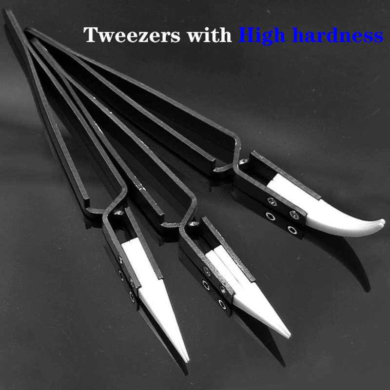 3 Pack Ceramic Straight Tip Electronic Soldering Tweezers, Anti-Static Reverse Acid Resistant Precision Chuck Ceramic Tweezers