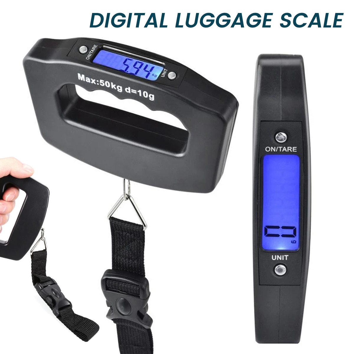 50kg Digital Luggage Scale Portable Suitcase Scale Handheld Electronic Scales Backlight Digital Display Travel Accessories