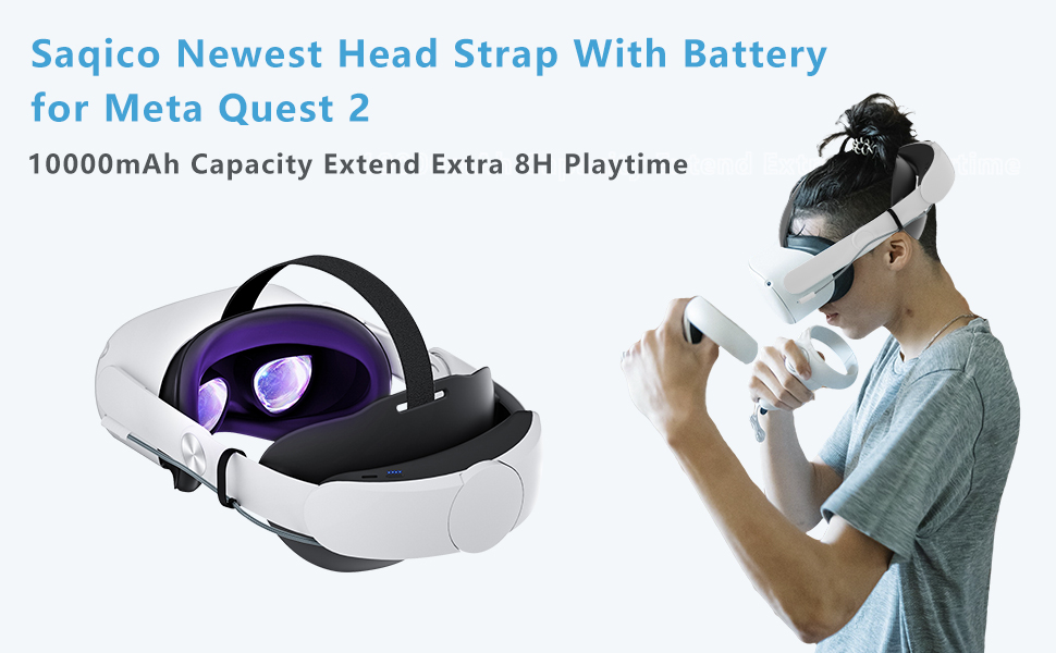 Adjustable Head Strap for Oculus Quest 2 VR Headset Charging Elite Strap 10000mAh Battery for Meta Oculus Quest 2 Accessories