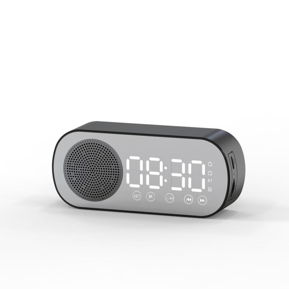 Subwoofer Speaker Wireless Mirror Alarm Clock Bluetooth-compatible 5.0 FM Radio Support TF Card Home Desktop Digital Clock