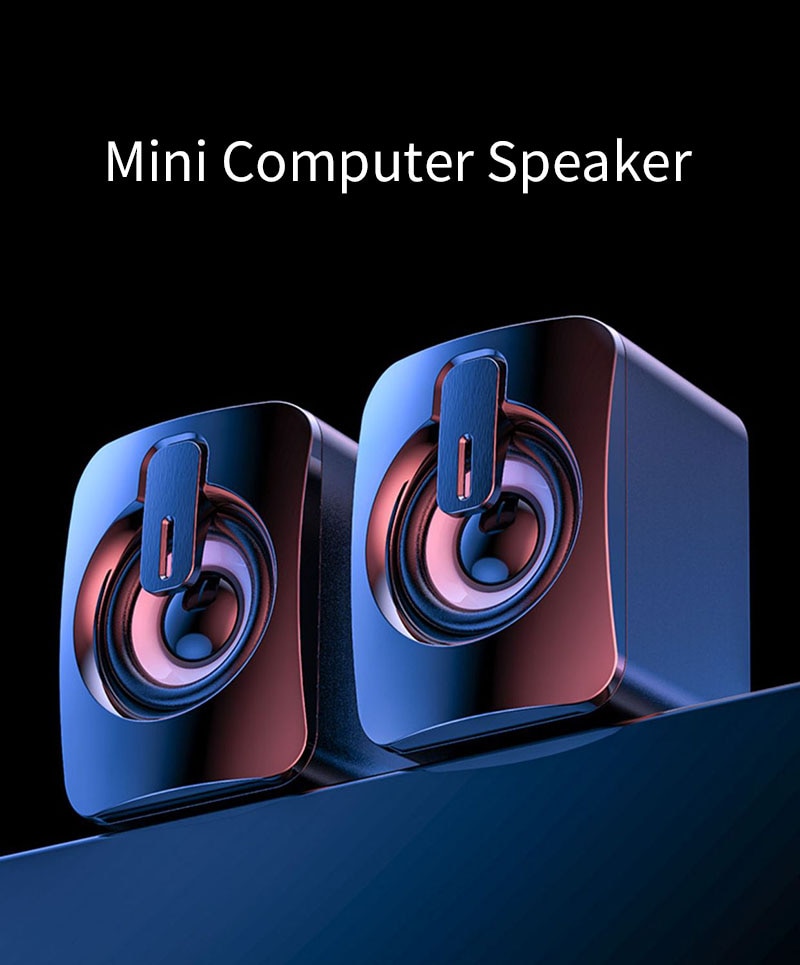 1 Pair Computer HIFI Stereo Audio Desktop PC Sound Box Home Subwoofer Small Speaker Wired USB Powered Multimedia Small Sound