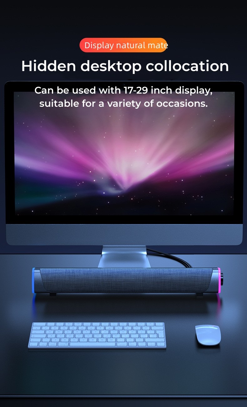 Desktop Computer Speaker Sound Bar 9D Stereo Dual Speaker Subwoofer Wired Bluetooth PC LED Player For Home Cool Macbook Laptops