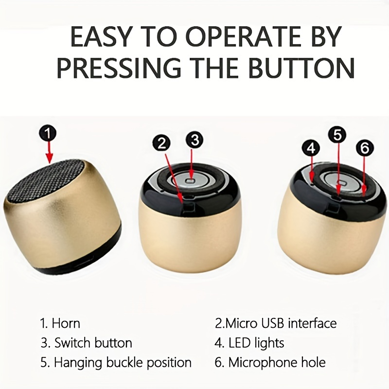 Small Metal Bluetooth Speaker Portable Wireless Speaker Mini Mobile Outdoor Loud Subwoofer Music Box M1 Small Steel Cannon