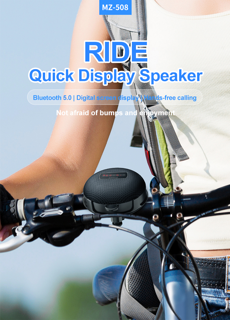 8W High Power Bicycle LED Digital Display Wireless Bluetooth Speaker Portable Outdoor Column IPX7 Waterproof Subwoofer Hand Free