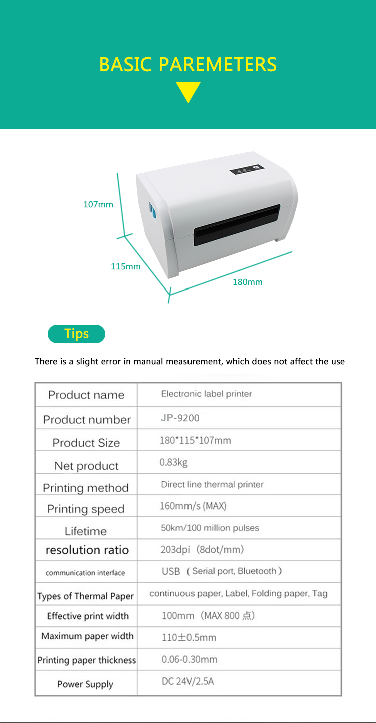 JEPOD JP-9200 4 inch Thermal Barcode Printer Label Printer Shipping Lable Printer 100*150 UPS Shipping Express Lable Printer