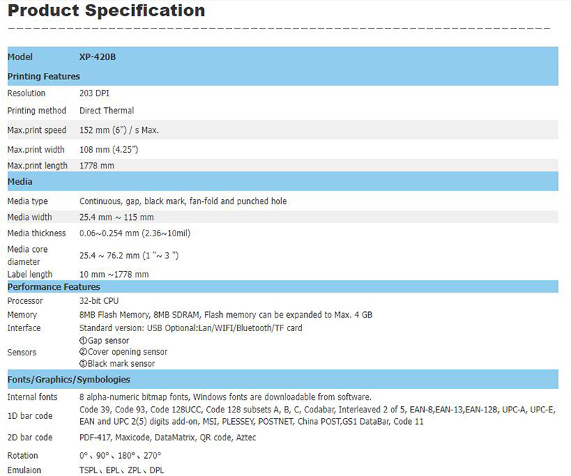 Custom 152MM/S Thermal Label/Sticker/Waybill Printer Xprinter XP-420B Barcode Paper Support QR Code for DHL Fedex EMS Express