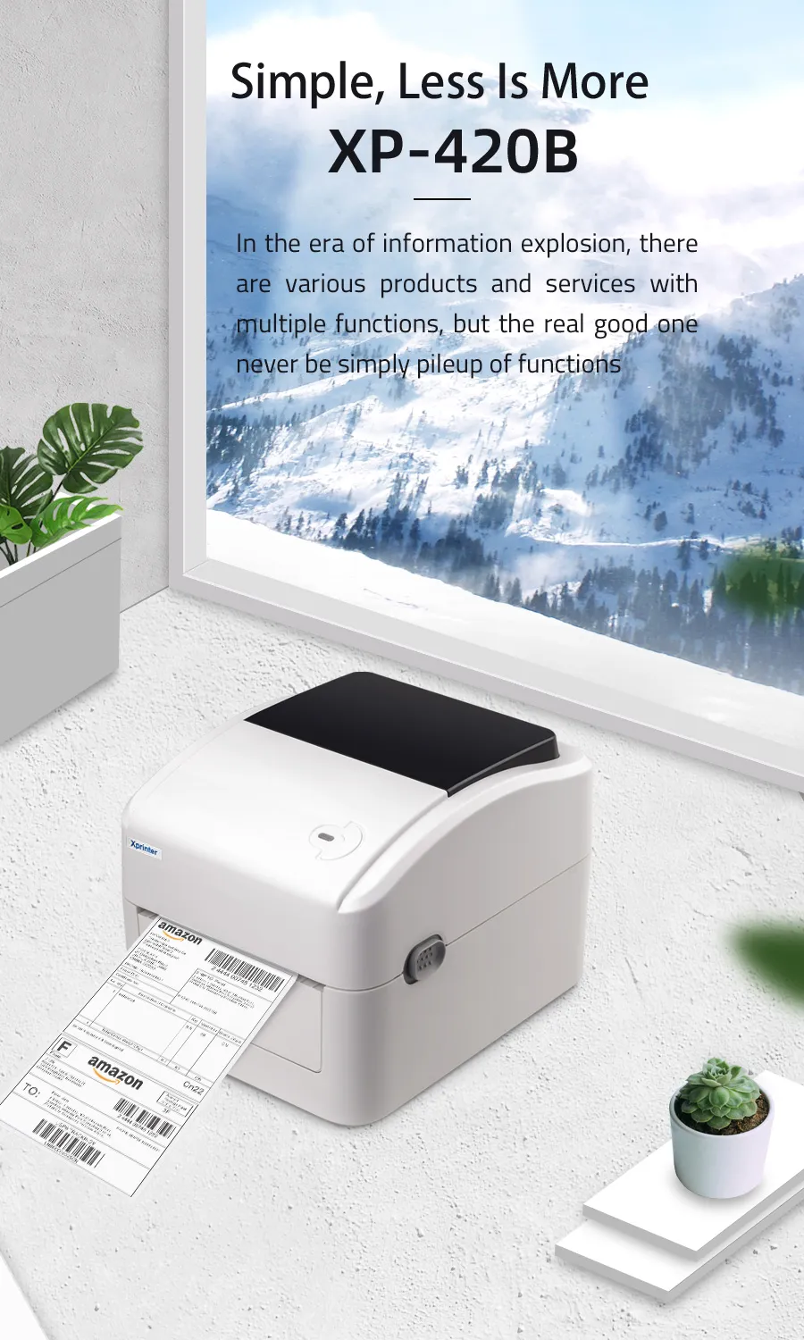 XP-420B Wireless Bluetooth 100mm Shipping Labels Printer Barcode Thermal 4X6 Carton Barcode Sticker Printer For Express Waybill