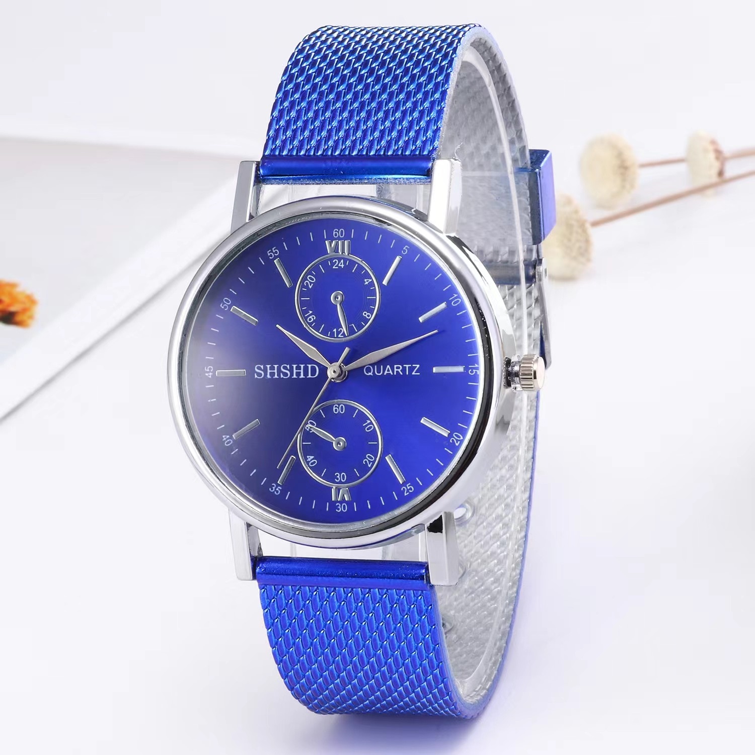 WOKAI Men's Fashion Ultra Thin Hollow ouT Watches Simple Men Business Stainless Steel Mesh Belt Quartz Watch Relogio Masculino