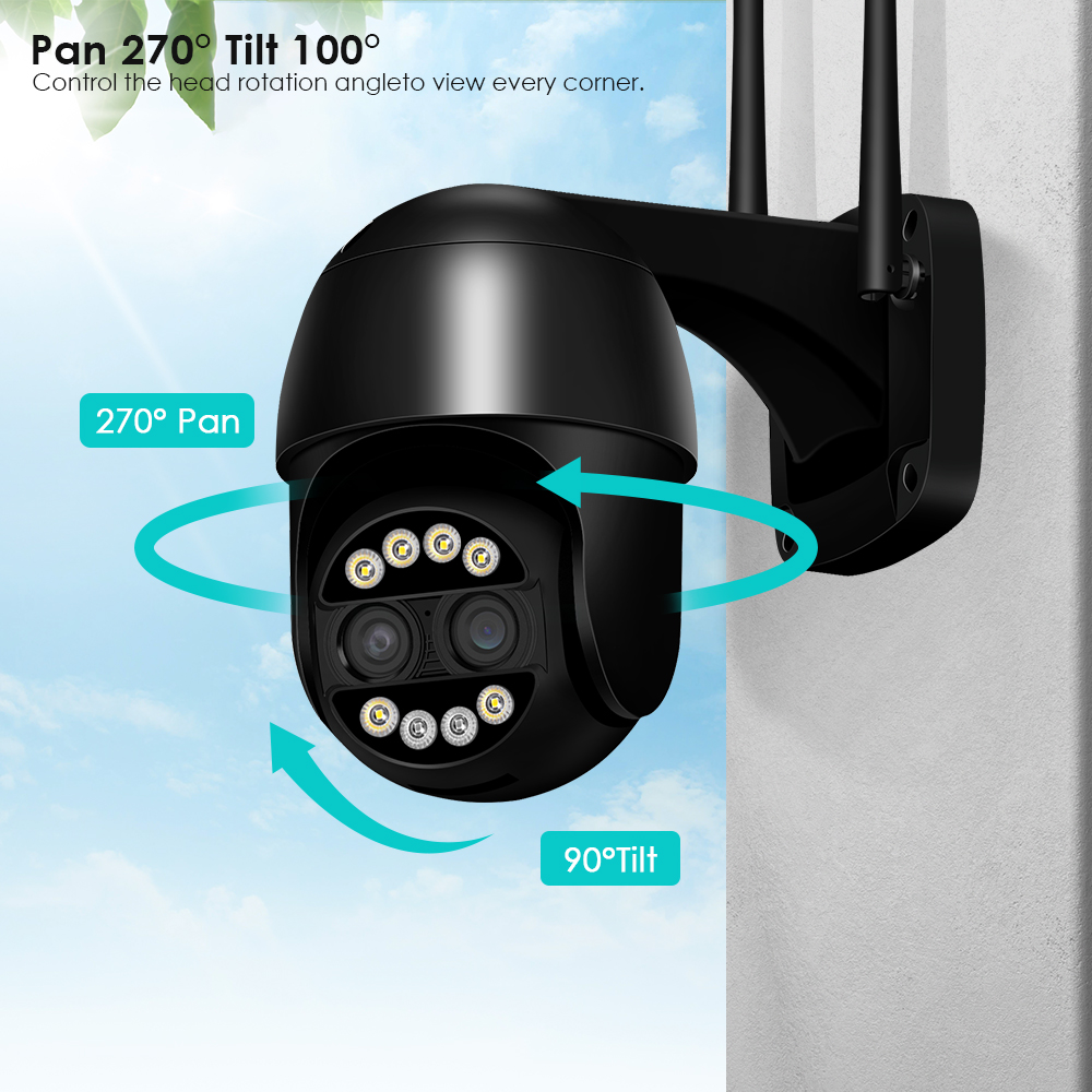 ANBIUX 8MP PTZ IP Camera 8x Zoom Dual-Lens Human Detect CCTV Camera 4MP Smart Home Outdoor Wifi Surveillance Camera ICSEE