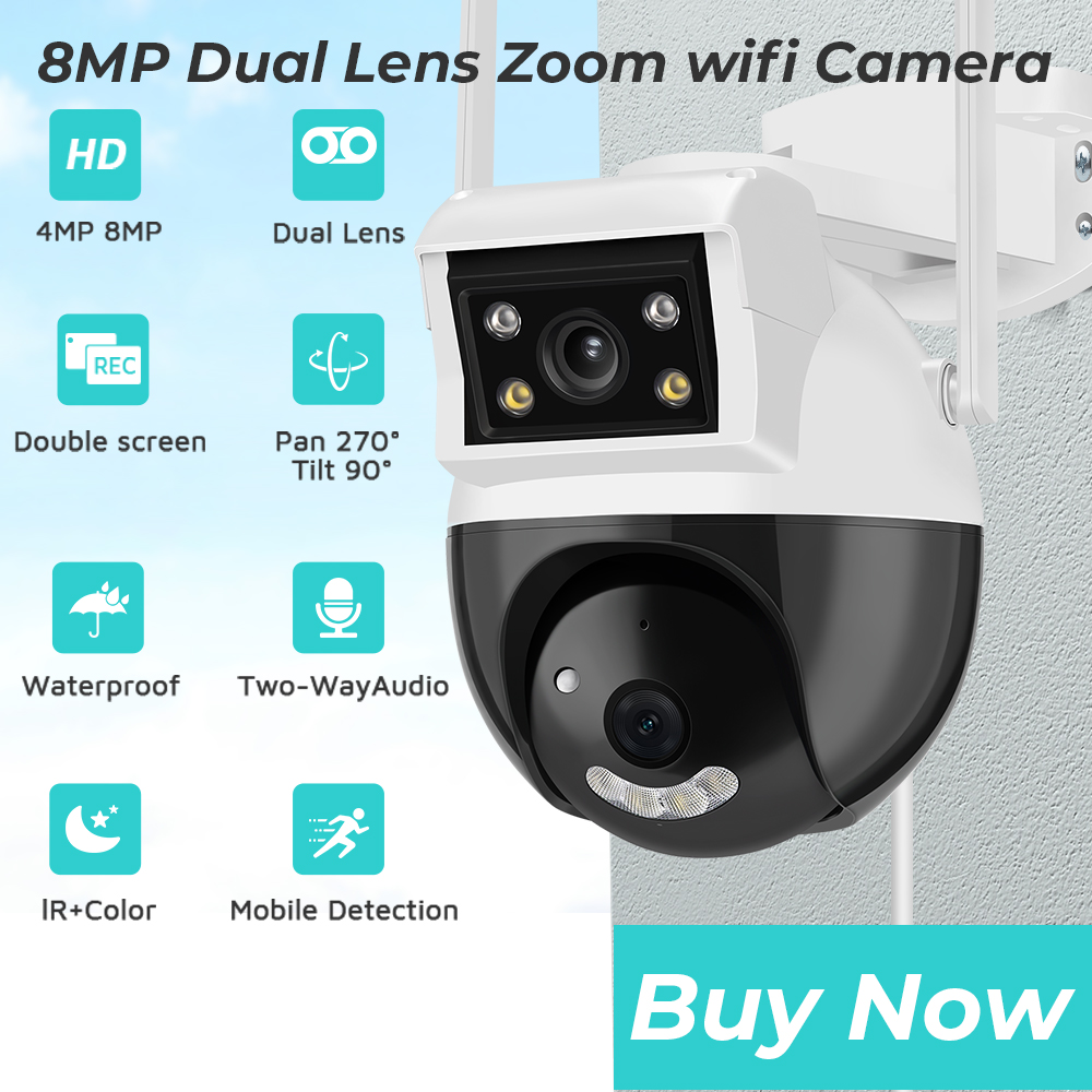 ANBIUX 8MP PTZ IP Camera 8x Zoom Dual-Lens Human Detect CCTV Camera 4MP Smart Home Outdoor Wifi Surveillance Camera ICSEE