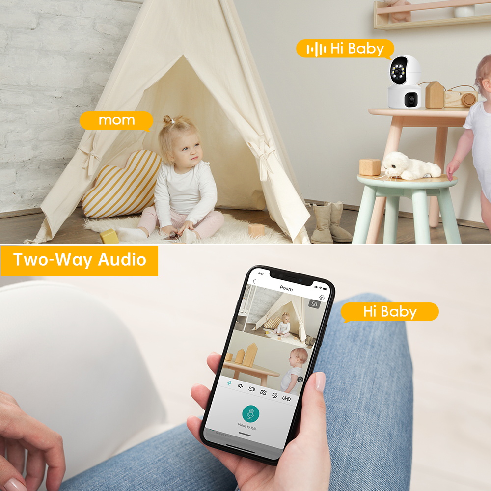 4MP 2K WIFI Camera Home Security Indoor Surveillance Camera Baby Pet Monitor Auto Tracking Dome Wireless PTZ IP Camera P2P ICsee