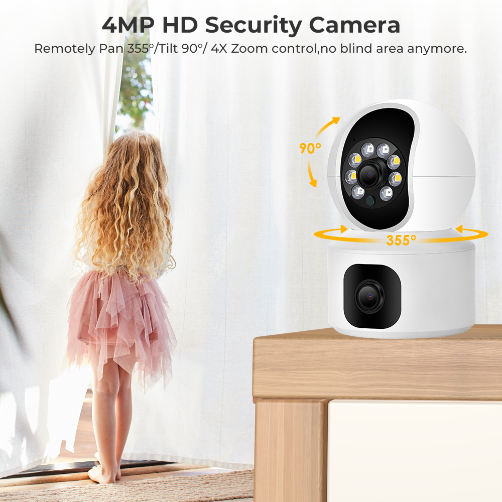 4MP 2K WIFI Camera Home Security Indoor Surveillance Camera Baby Pet Monitor Auto Tracking Dome Wireless PTZ IP Camera P2P ICsee