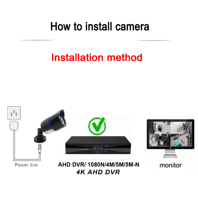 JIENUO 4K AHD Camera HD 5MP Infrared Night Vision Outdoor Waterproof CCTV Security Surveillance High Definition Home Bullet Cam