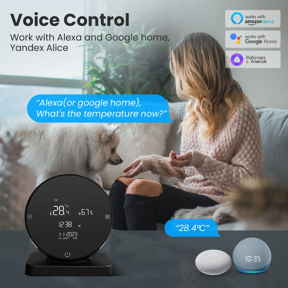 WiFi Tuya Smart Temperature Humidity Sensor Work with Alexa Google Home IR Remote Control Hygrometer Thermometer