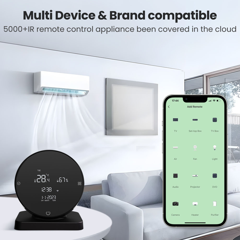 WiFi Tuya Smart Temperature Humidity Sensor Work with Alexa Google Home IR Remote Control Hygrometer Thermometer