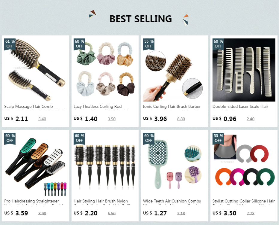 4 Sizes Professional Salon Styling Tools Round Hair Comb Hairdressing Curling Hair Brushes Comb Ceramic Iron Barrel Comb