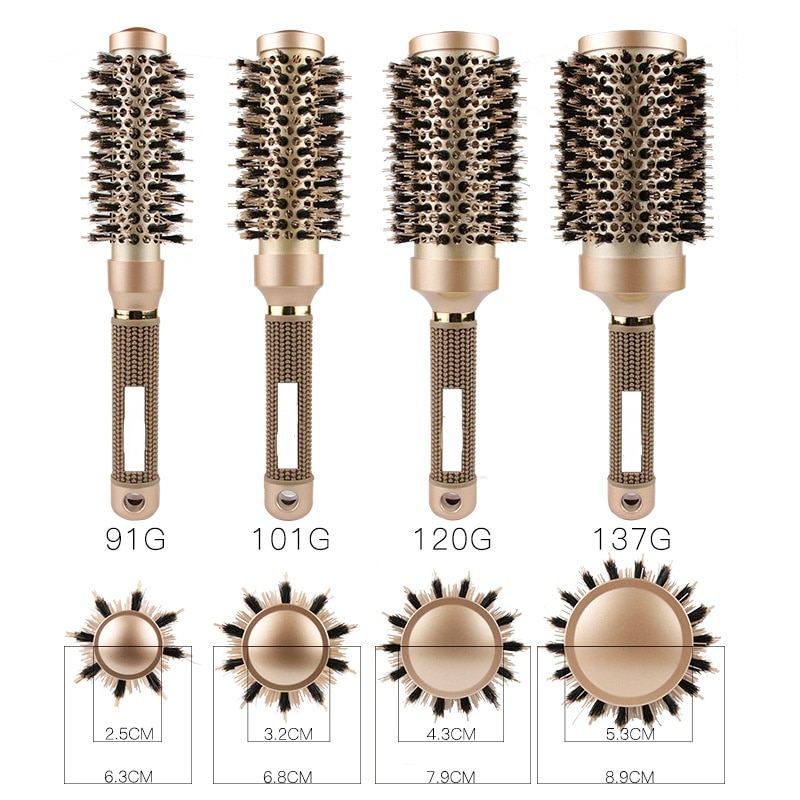 4 Sizes Professional Salon Styling Tools Round Hair Comb Hairdressing Curling Hair Brushes Comb Ceramic Iron Barrel Comb