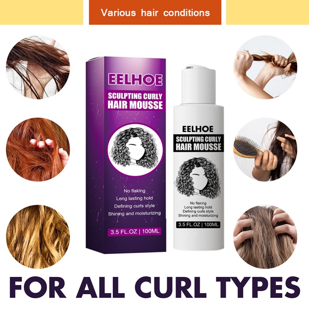 100ml Hair Styling Mousses Curl Boost Cream Hair Sculpting Curly Mousse Curls Bounce Anti-frizz Styling Foam Hair Care Mousse