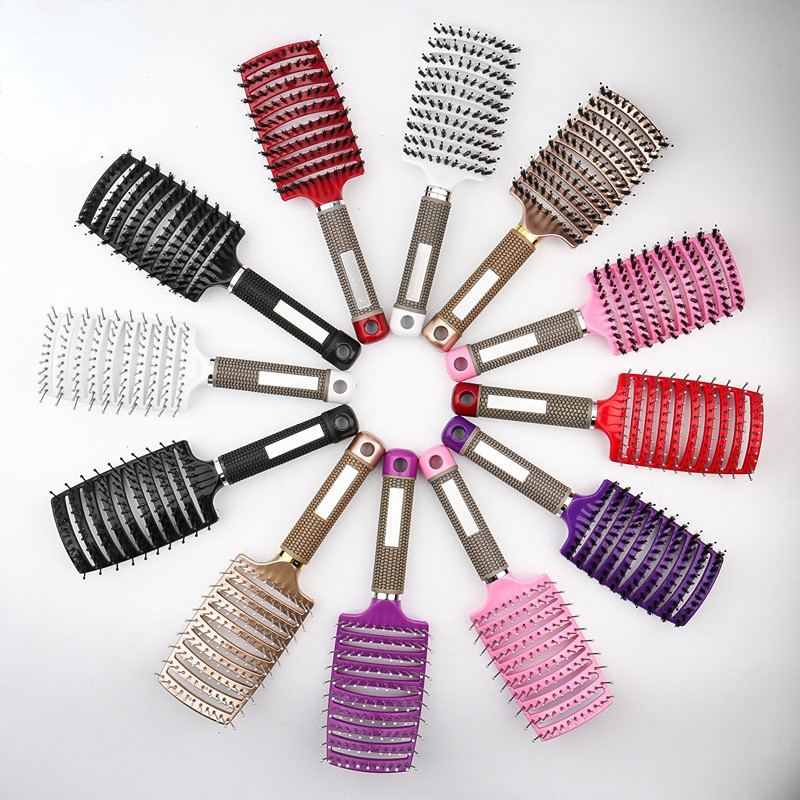 Hair Brush Scalp Massage Comb Hairbrush Bristle&Nylon Women Wet Curly Detangle Hair Brush for Salon Hairdressing Styling Tools