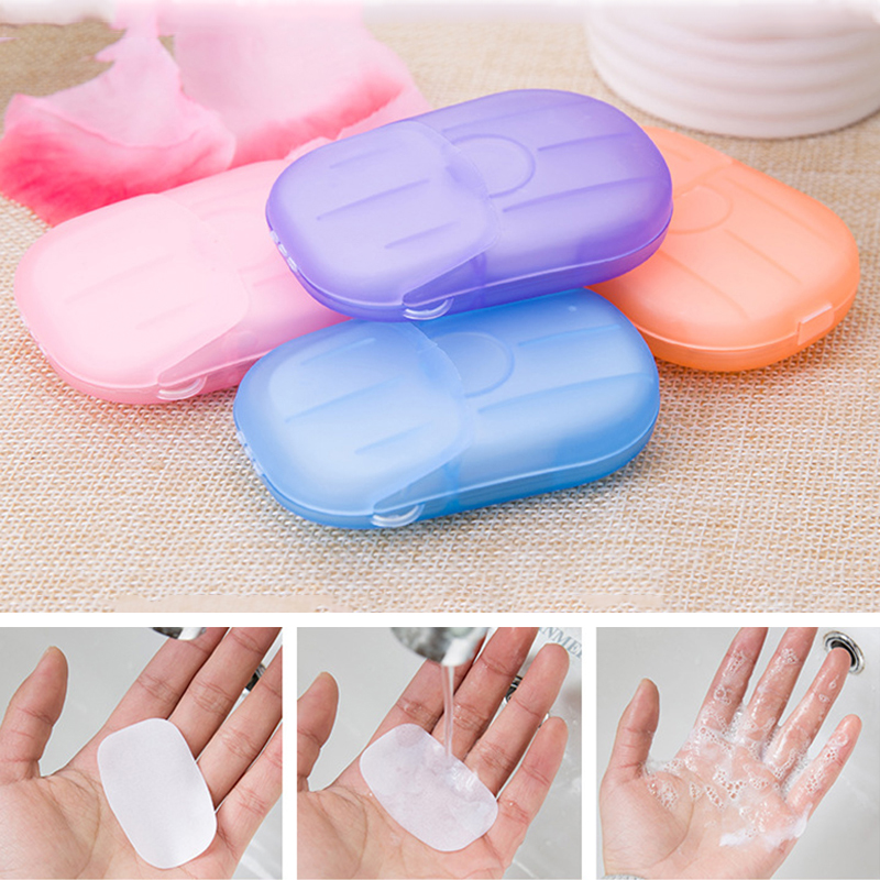 Portable Washing Hand Bath Travel Scented Foaming Small Soap Box Paper ravel Home With Cover Small/big Sizes candy color