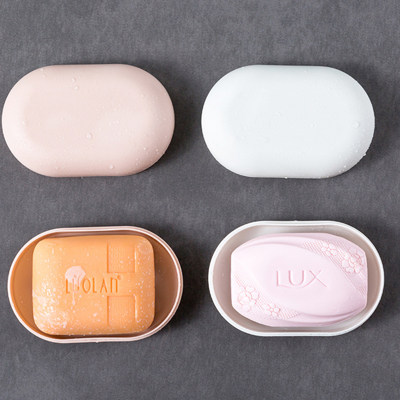 Soap Dish with Lid Oval Soap Box Super Sealed Storage Box Waterproof Travel Home Bathroom Soap Storage Box Plastic Soap Box