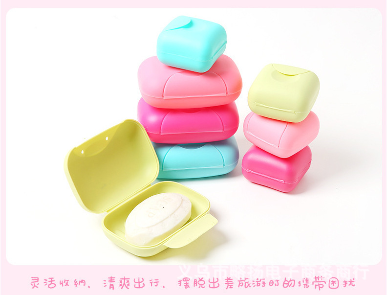 1pcs Portable soaps Dishes Container Bathroom Acc Travel Home Plastic Soap Box With Cover Small/big Sizes candy color