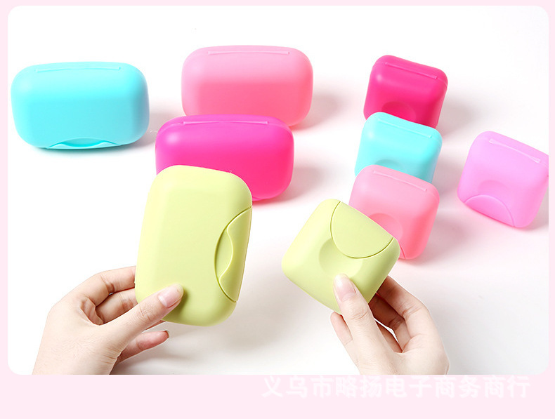 1pcs Portable soaps Dishes Container Bathroom Acc Travel Home Plastic Soap Box With Cover Small/big Sizes candy color