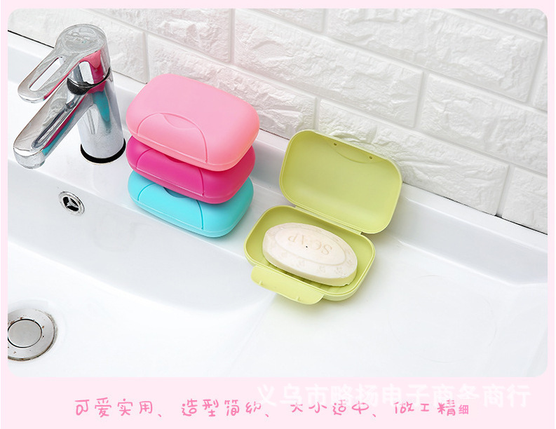 1pcs Portable soaps Dishes Container Bathroom Acc Travel Home Plastic Soap Box With Cover Small/big Sizes candy color