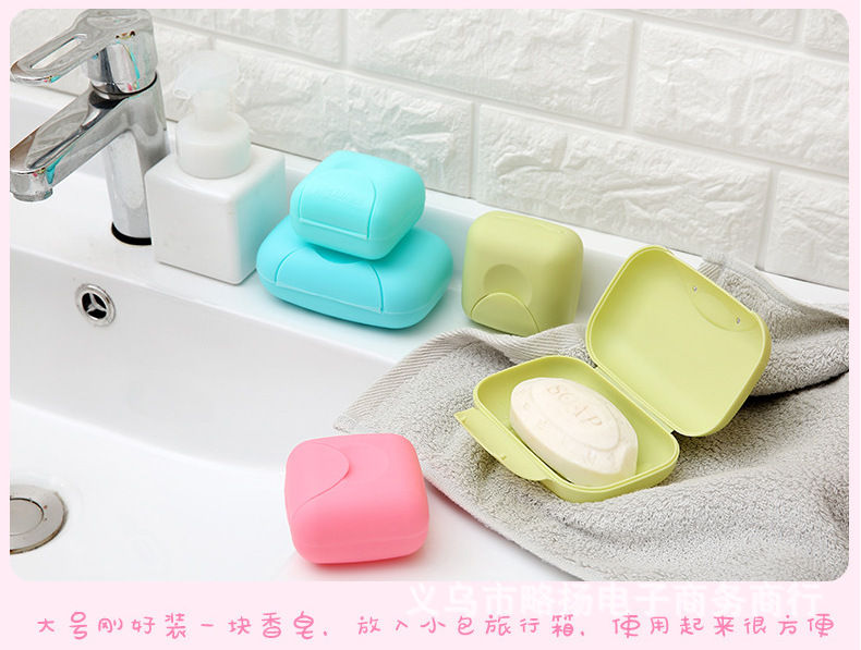 1pcs Portable soaps Dishes Container Bathroom Acc Travel Home Plastic Soap Box With Cover Small/big Sizes candy color