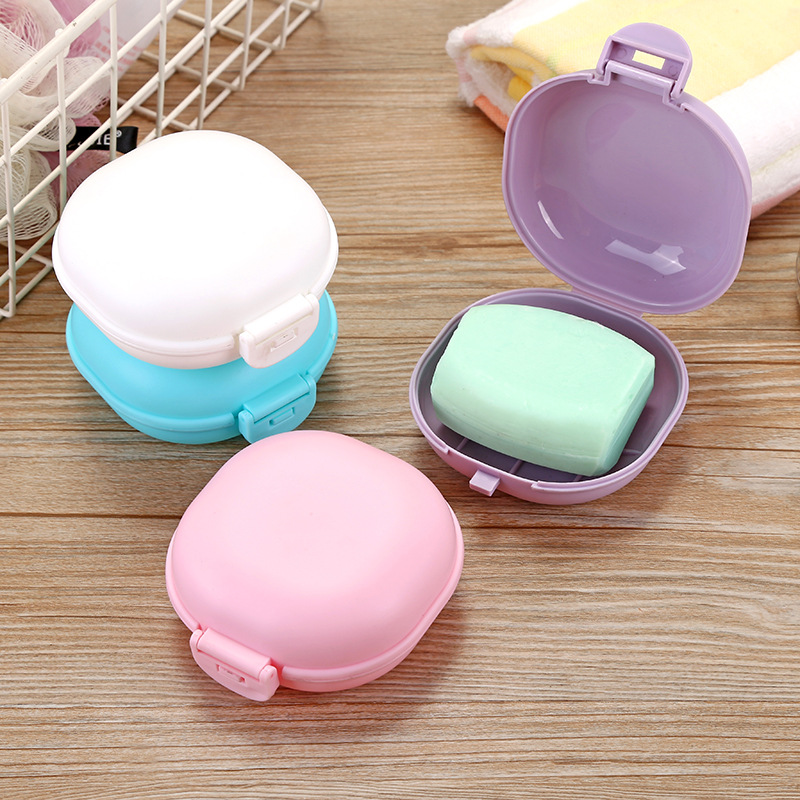 Waterproof Soap Box Multifunctional Convenient Candy Color Waterproof Drain Box Daily Necessities Portable Soap Dish With Lid