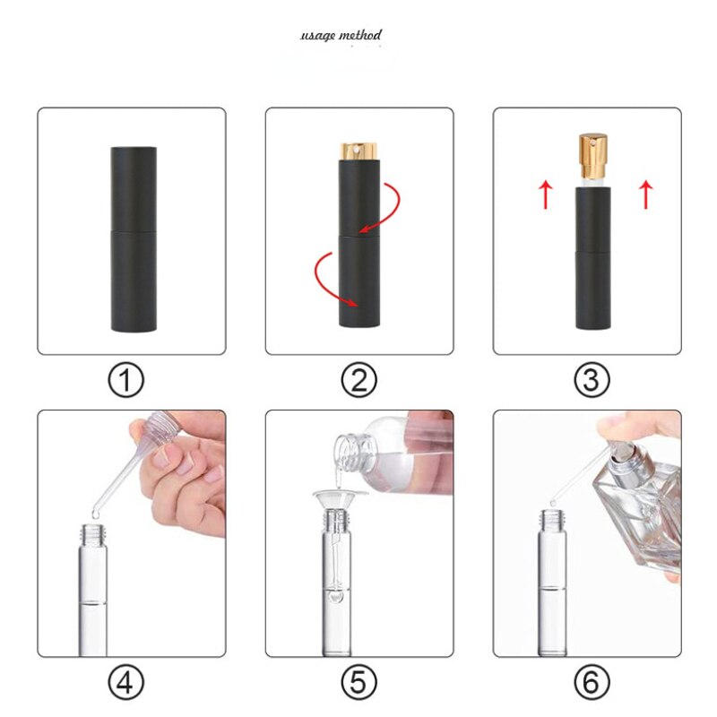 8ml 10ml Spining Spray Refillable Perfume Bottle Aluminium Empty Dispenser Portable Travel Rotary Perfume Bottle for Women & Men