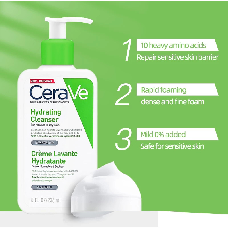 CeraVe Cleanser No Foam Facial Cleanser Amino Acid Face Moisturizing Body Lotion Whitening Cream For Dry Skin Care SA Salicylic