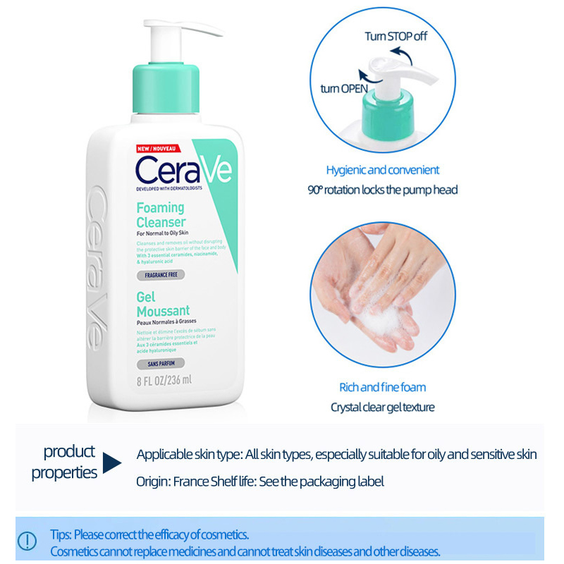 CeraVe Cleanser No Foam Facial Cleanser Amino Acid Face Moisturizing Body Lotion Whitening Cream For Dry Skin Care SA Salicylic