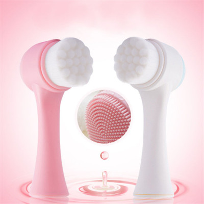 Silicone Face Cleansing Brush Double-Sided Facial Cleanser Blackhead Removal Pore Cleaner Exfoliator Face Scrub Skin Care Tool