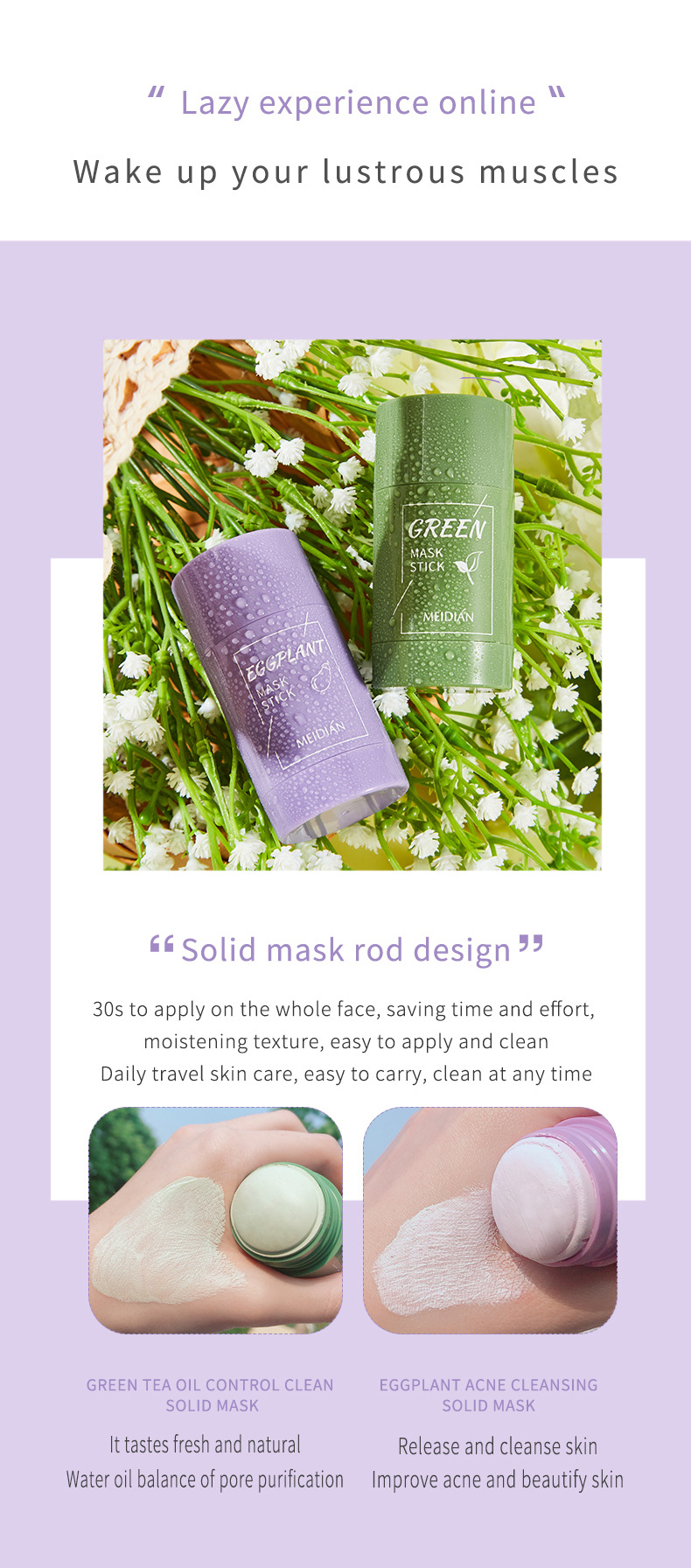 Green Tea Solid Mask Face Deep Cleaning Moisturizing Purifying Clay Stick Oil Control Improves Skin Hydrating Mask Skin Care