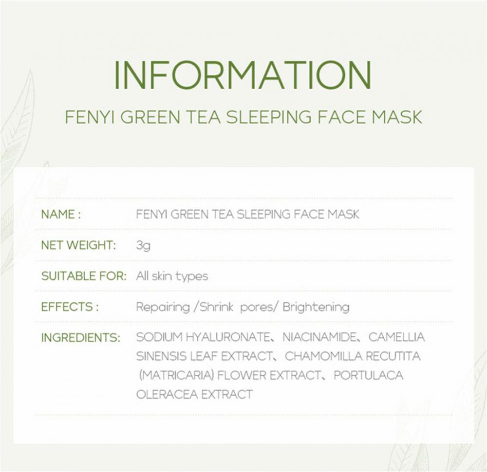 Green Tea Mask Oil Control Moisturizing Cleansing Mask Acne Atreatment Blackhead Removal Sleeping Face Mask Skin Care TSLM1