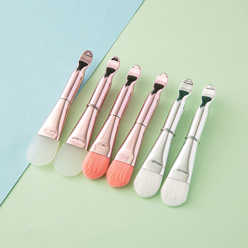 1pc Double-headed Silicone Mask Brush Soft Head Facial Massager Cleaning Brush Face Smear Brush Professional Skin Care Tools