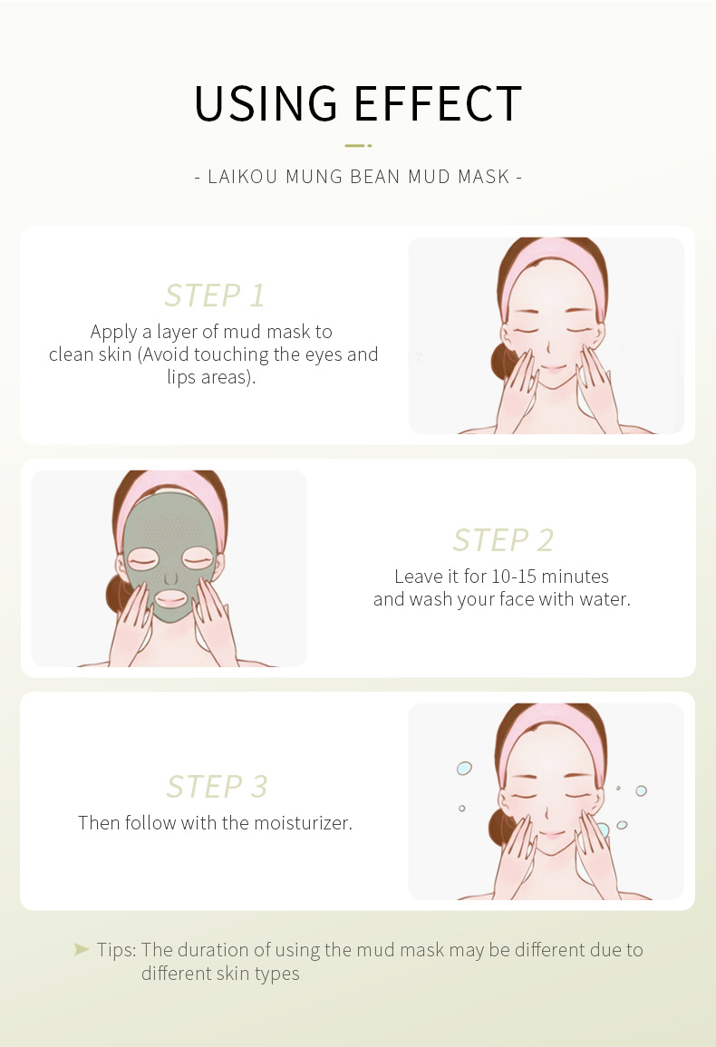 LAIKOU 7Pcs Mud Face Mask Mung Bean Matcha Cherry Blossoms Moisturizing Oil Control Anti Wrinkle Facial Mask Beauty Skin Care