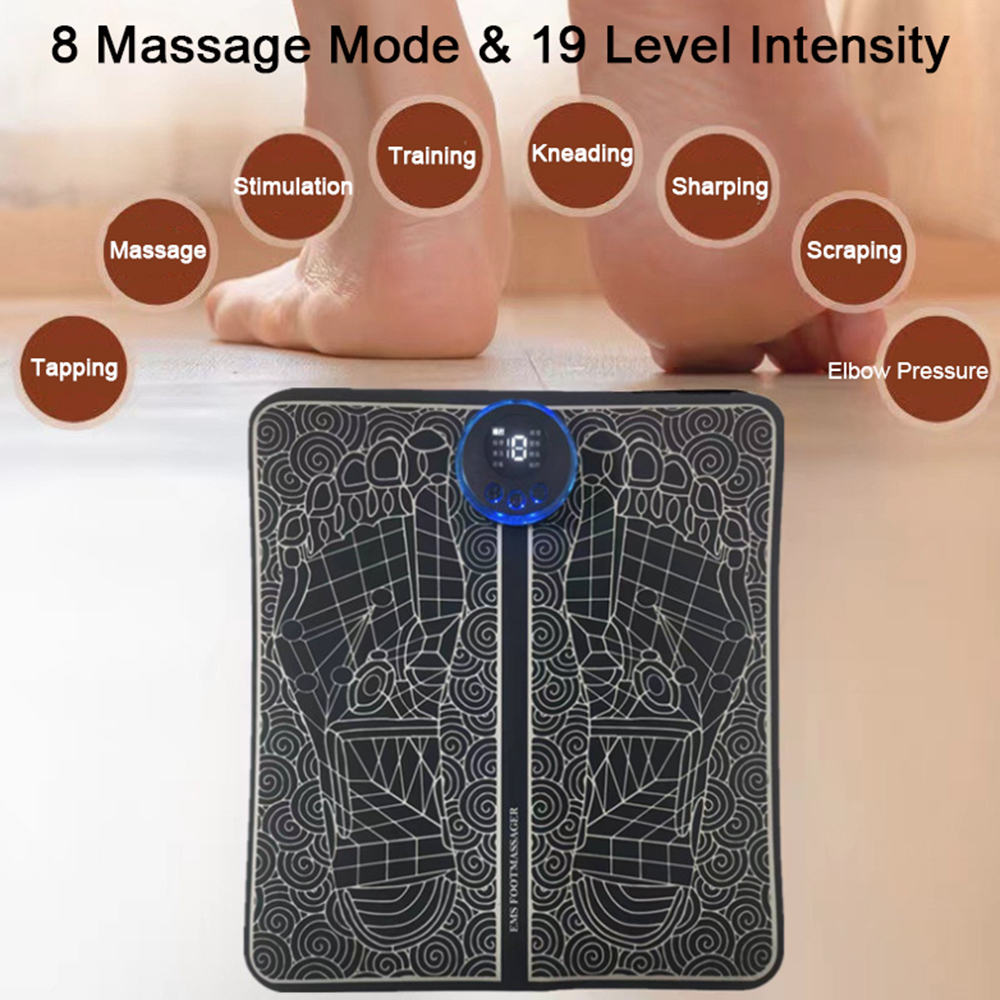 EMS Foot Massager Pad Portable Foldable Massage Mat Pulse Muscle Stimulation Improve Blood Circulation Relief Pain Relax Feet