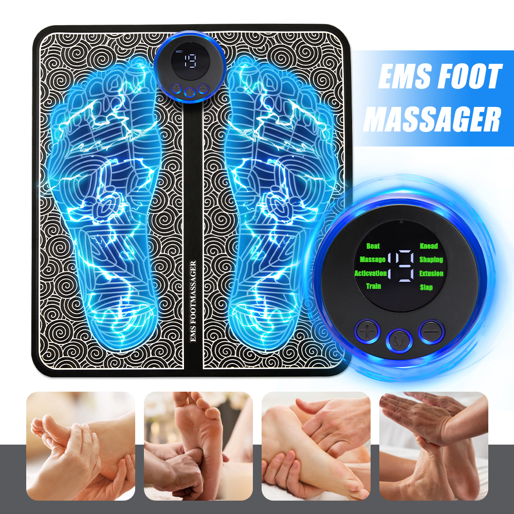 EMS Foot Massager Pad Portable Foldable Massage Mat Pulse Muscle Stimulation Improve Blood Circulation Relief Pain Relax Feet