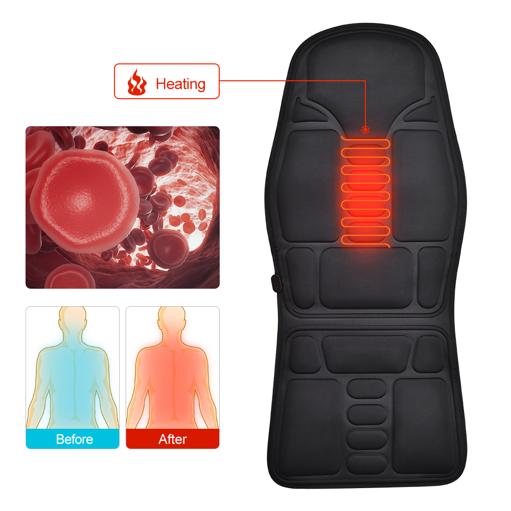 Electric Heating Vibrating Massage Chair Pain Relief Cussion Seat Pad Lumbar Back Shoulder Massager Mattress Car Office Home Mat