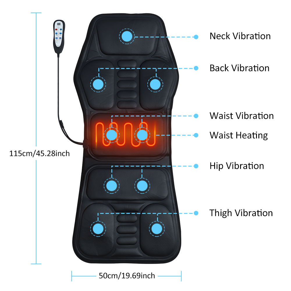 Electric Heating Vibrating Massage Chair Pain Relief Cussion Seat Pad Lumbar Back Shoulder Massager Mattress Car Office Home Mat