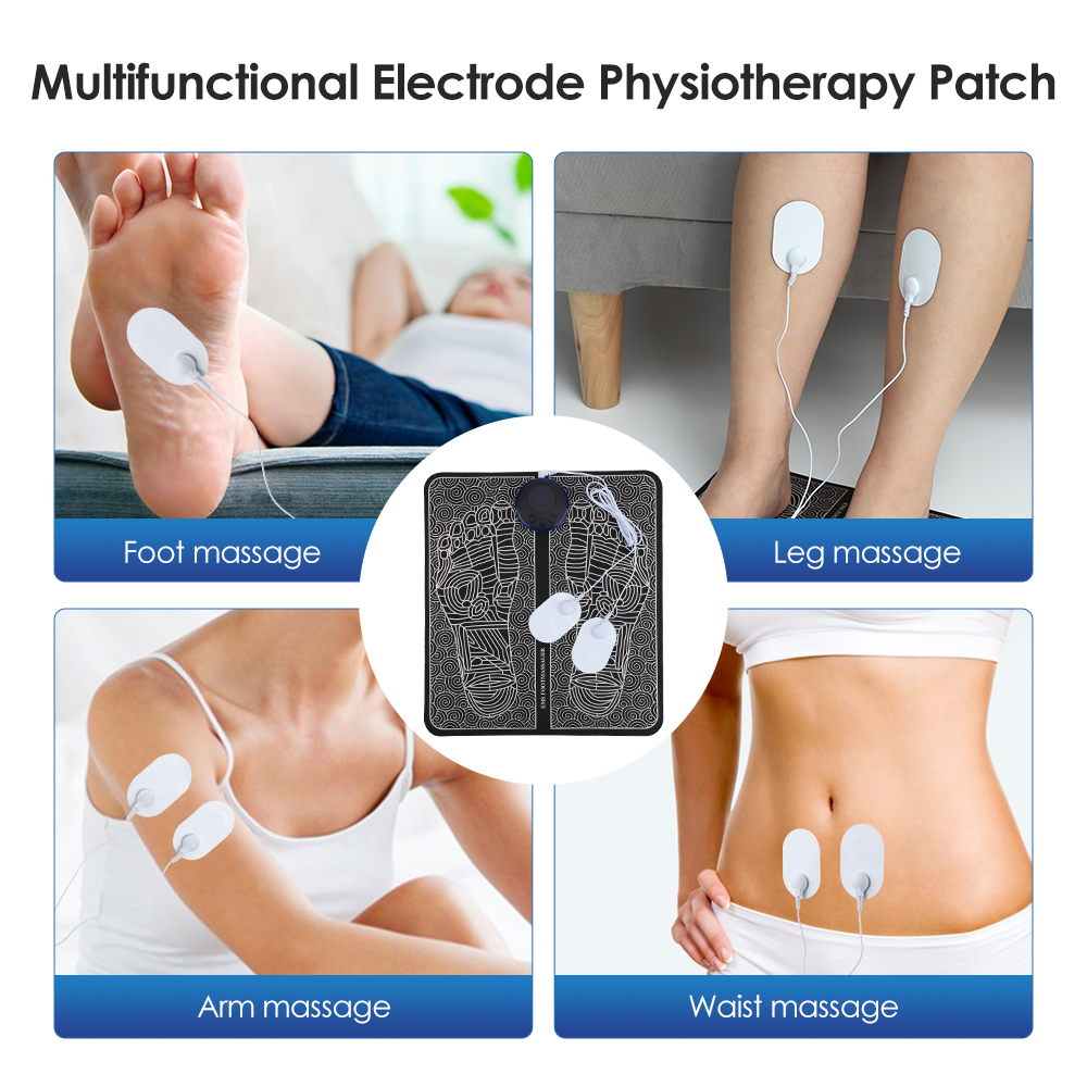 Electric EMS Leg Foot Massager Pad With Electrode Patch Pain Relax Blood Circulation Muscle Stimulation Acupoints Massage Mat