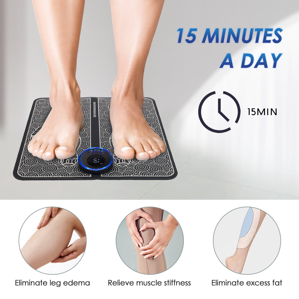 Electric EMS Leg Foot Massager Pad With Electrode Patch Pain Relax Blood Circulation Muscle Stimulation Acupoints Massage Mat