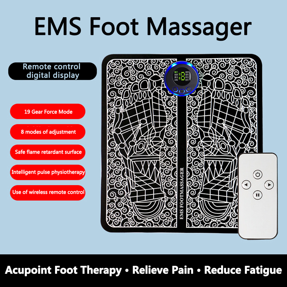 EMS Electric Foot Massager Pad Multi-directional Pulse Muscle Stimulator Improve Blood Circulation Pain Relieve Foot Massage Mat