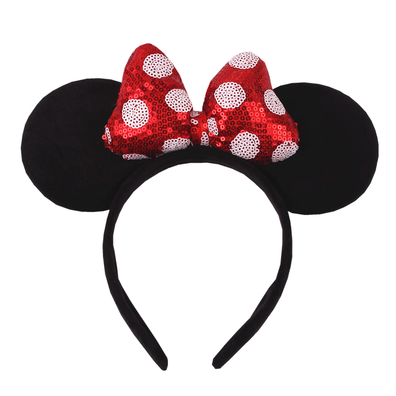 2023 Hot Sales Disney Mickey Ears Headband For Girls Women 5''Polka Dot Bow Hairband Festival Party Travel DIY Hair Accessories