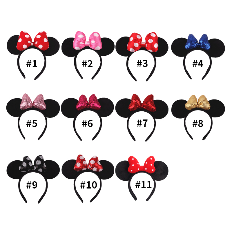 2023 Hot Sales Disney Mickey Ears Headband For Girls Women 5''Polka Dot Bow Hairband Festival Party Travel DIY Hair Accessories